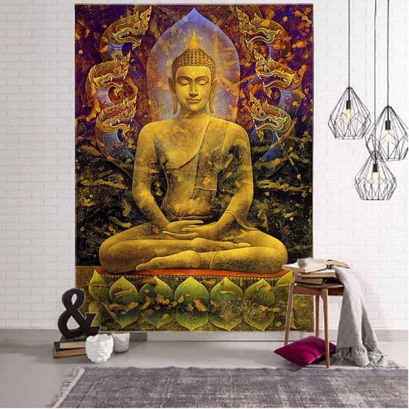 Buddha Hanging Tapestry Buddhism Wall Art Large Tapestry Mural Decor Photograph Backdrop Blanket Curtain Home Bedroom Living Room Decoration4