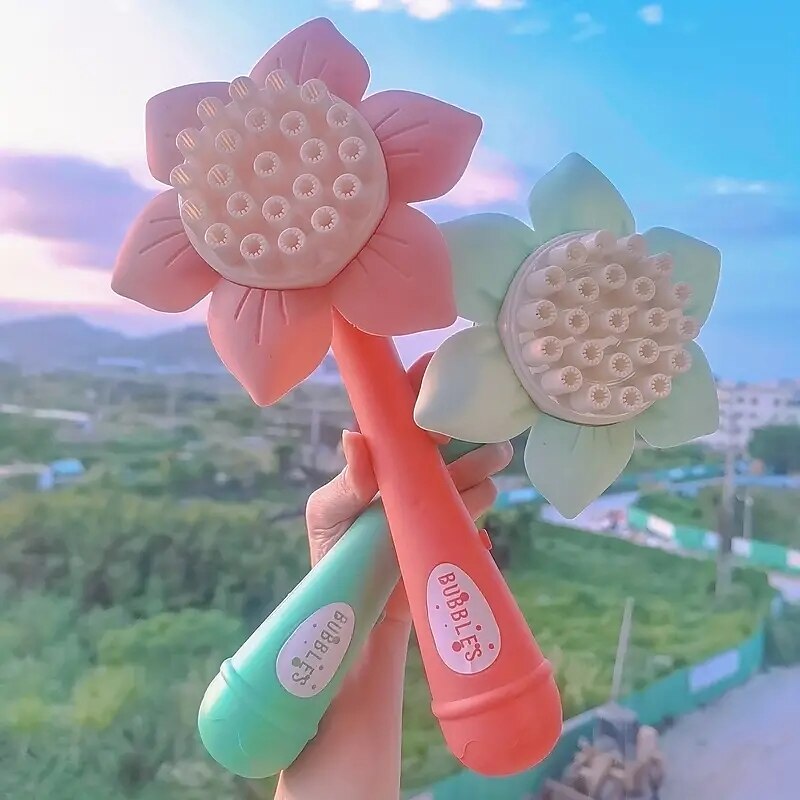 Summer Fun for Kids Electric Handheld Bubble Machine with Rocket Shape & Sunflower Design - Perfect for Outdoor Birthday Parties!3