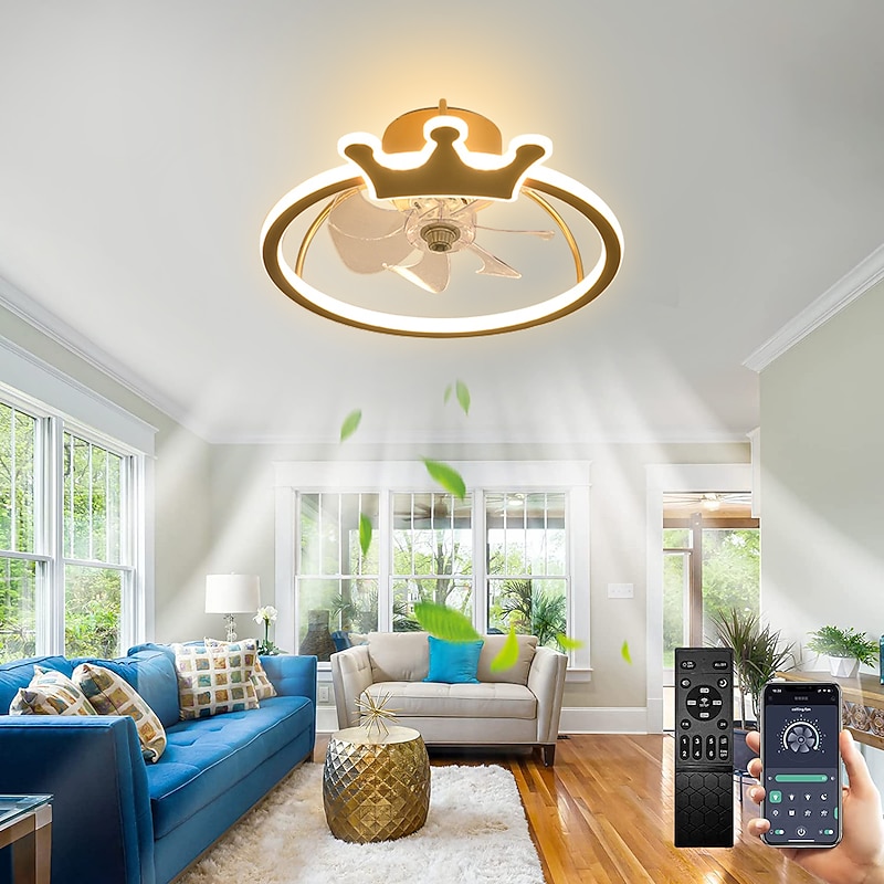 Ceiling Fan with Light Circle Design App & Remote Control 50cm Dimmable 6 Wind Speeds Modern Ceiling Fan for Bedroom, Living Room, Small Room 220-240V2