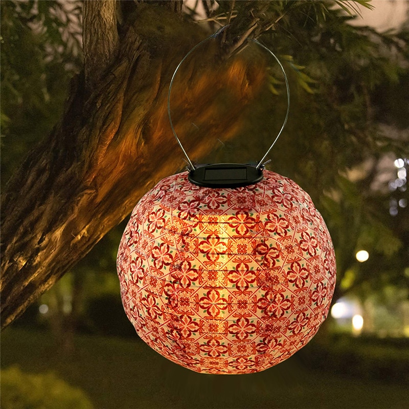 Outdoor Solar Lanterns Garden Splar Camping Hanging LED Light LED Solar Light Chinese Hanging Nylon Fabric Lantern Lamp for Home Outdoor Decor4