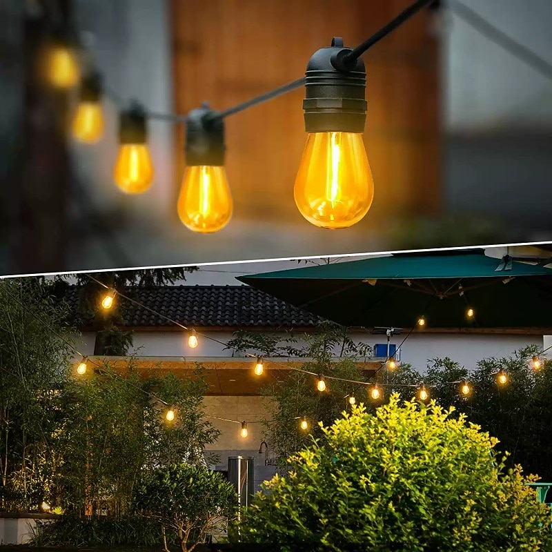Flickering S14 Flame String Lights 5M 10 LED /10M 20LED String Lights for Outside Plug in Garden Lights for Halloween Christmas Connectable Backyard Decorative Lights Cafe Bistro Patio4