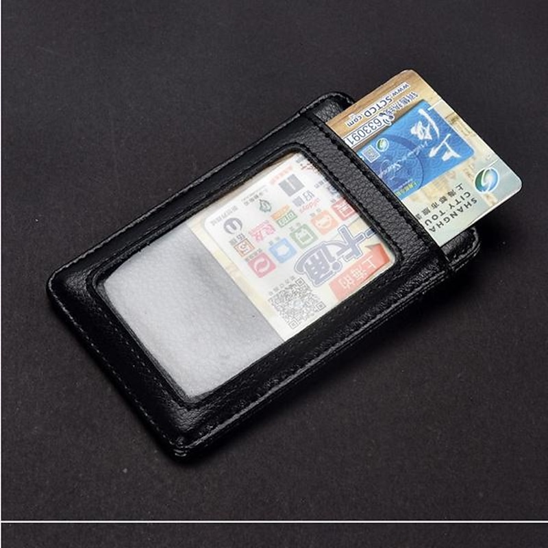 Genuine leather Business Work Card Holder Fashion ID Badge Holders with Nylon Lanyard ID case Office Supplies2