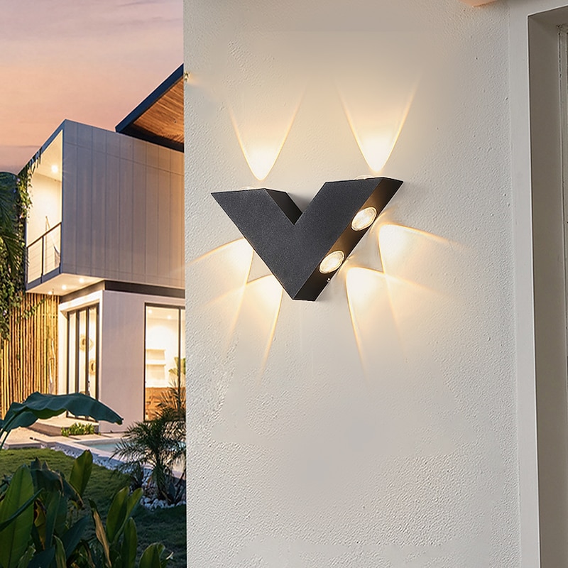 Outdoor LED Wall Sconce Waterproof 10W Up and Down Lighting Curved Indoor Double-Head Modern Light Fixture Warm White for Bedroom2