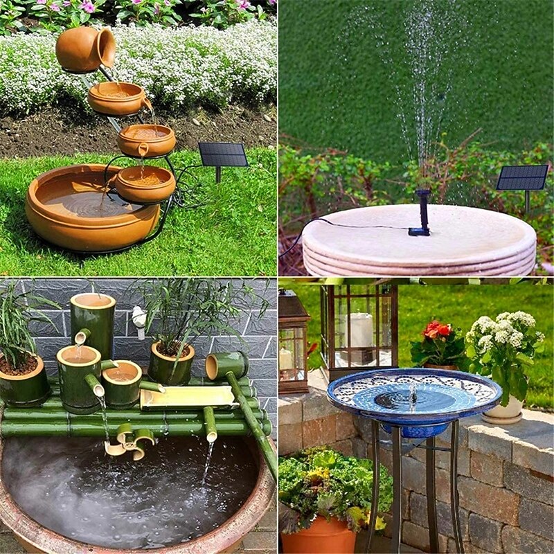 Solar Fountain Water Pump Solar Garden Pond Fountain Waterfall Outdoor Bird Bathing Water View Fountain Garden Decoration without Lighting4