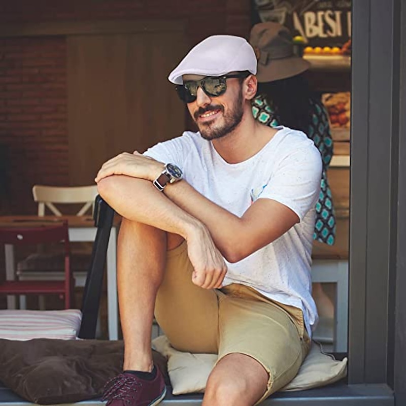 Men's Flat Cap Black White Cotton Mesh Streetwear Stylish 1920s Fashion Outdoor Daily Going out Plain Breathability2