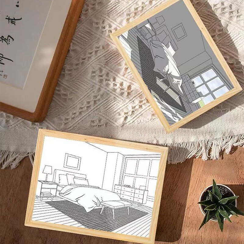 Tricolor lighting Decoation Led Light Painting USB Plug Dimming Wall Artwork Table Lamp Gift Indoor Sunlight Window Wooden Photo Night Luminous3