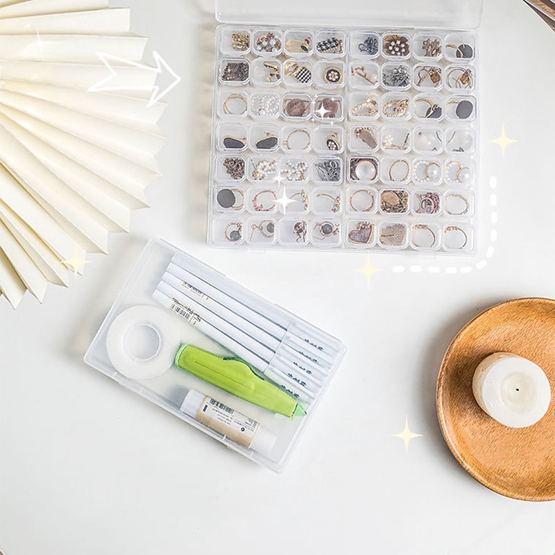 1PCS Portable Transparent Jewelry Box Earrings Necklace Earring Plate Color Storage Box Small And Exquisite Earrings Anti Oxidation Box2