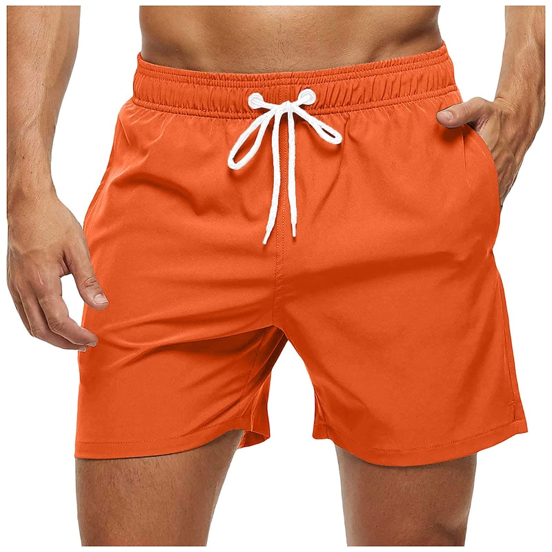 Men's Shorts Beach Shorts Casual Shorts Drawstring Elastic Waist Plain Comfort Breathable Knee Length Outdoor Holiday Beach Streetwear Stylish Grass Green Black4