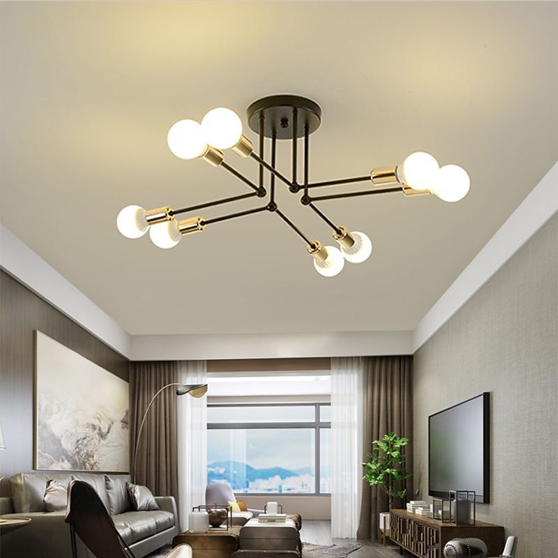 LED Ceiling Light 6-Light 70cm Nordic Style Chandelier Sputnik Design Metal Artistic Style Industrial Painted Finishes Kitchen Bedroom Kids Room Lights Warm White 110-240V