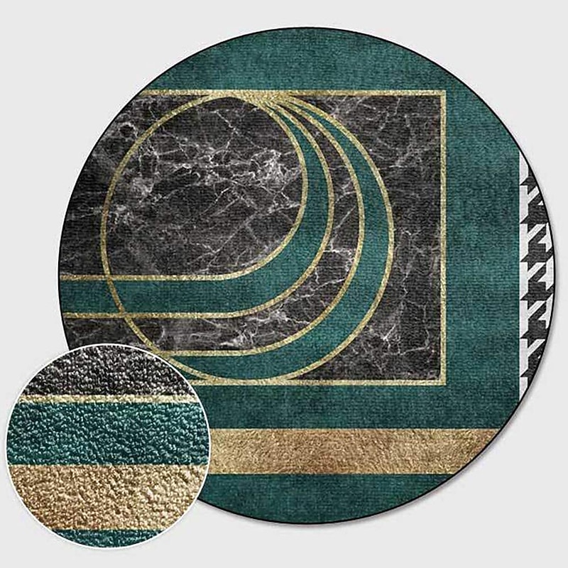 Round Houndstooth Area Rug Floor Decor Non Slip Absorbent Carpet For Entryway Bedroom Living Room Sofa Home Deco4