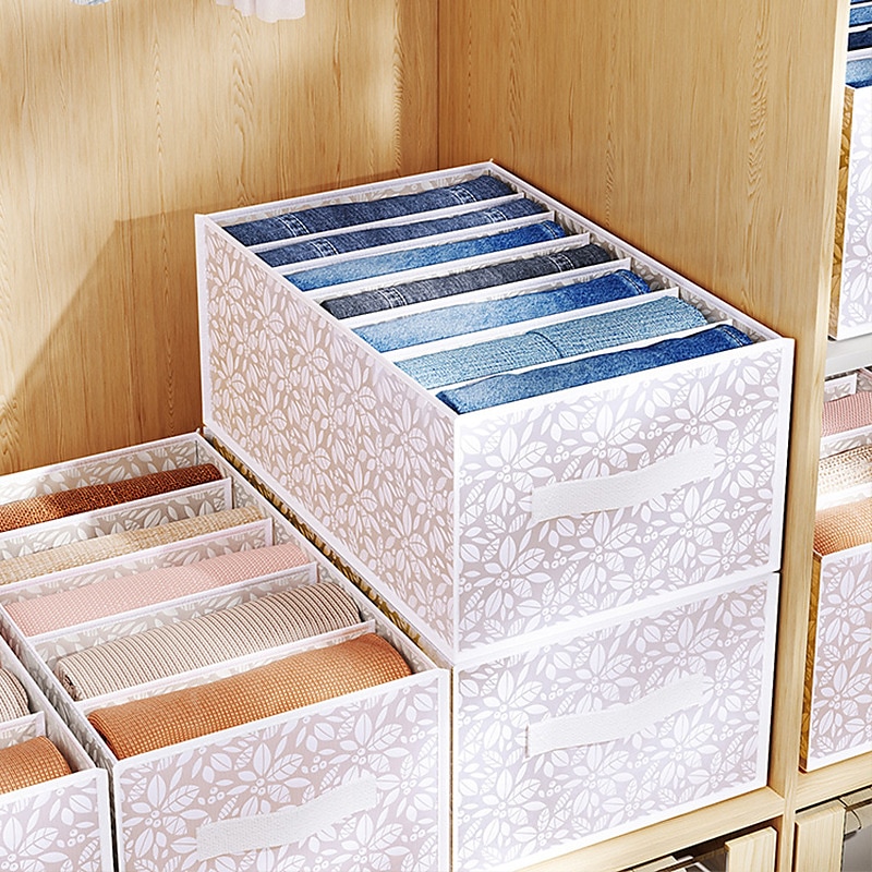 Pants Storage Box, Foldable Clothing Organizer, Wardrobe Clothes Finishing Box, Jeans Divided Sorting Box, Drawer Clothes Storage Box4