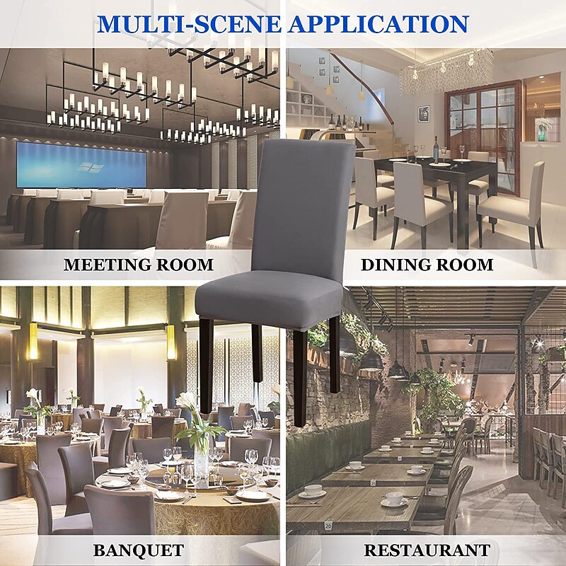 Dining Chair Cover Burgundy Stretch Chair Seat Slipcover Elastic Chair Protector For Dining Party Hotel Wedding Soft Washable 13