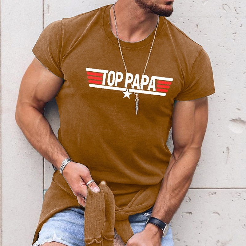 Men's Letter Graphic Prints T Shirt Graphic Tee Cotton Short Sleeve Graphic Shirt Dark Brown Navy Blue Dark Green Comfortable Tee Outdoor Street Fashion Designer Clothing3