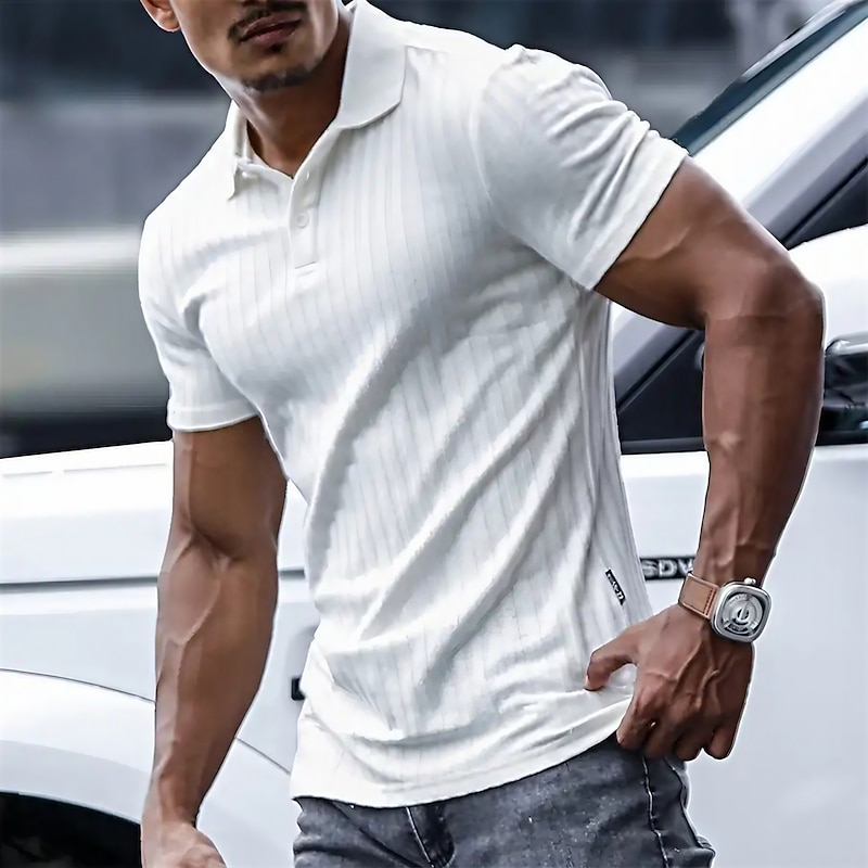 Men's Polo Shirt Golf Shirt Casual Holiday Lapel Short Sleeve Fashion Basic Plain Classic Summer Regular Fit Navy Black White Yellow Green Light Blue Polo Shirt