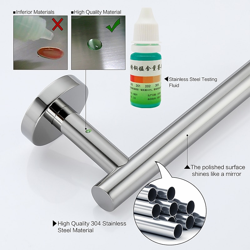 Wall Mounted Towel Rail, Bath Accessories Thicken Stainless Steel Shower Towel Rack for Bathroom, Towel Holder 30-60cm3