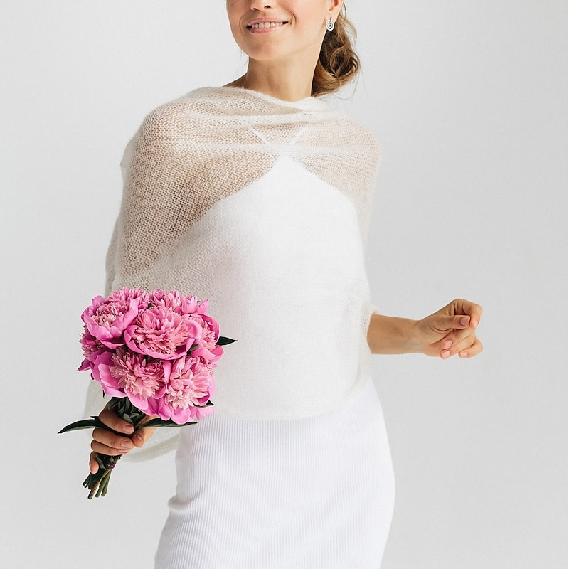 Shawls Women's Wrap Pure Elegant Sleeveless Knitwear Wedding Wraps With Pure Color For Party Spring & Summer dress to impress4