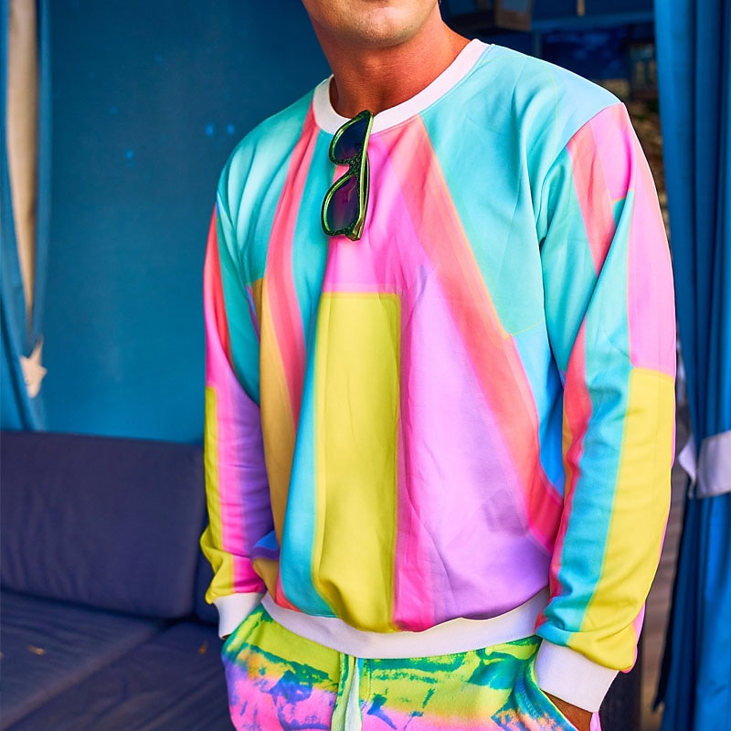 Men's Color Block Graphic Prints Sweatshirt Pullover Long Sleeve Sweatshirt Crew Neck Streetwear Designer Basic 3D Print Daily Sports Holiday Print Spring &  Fall