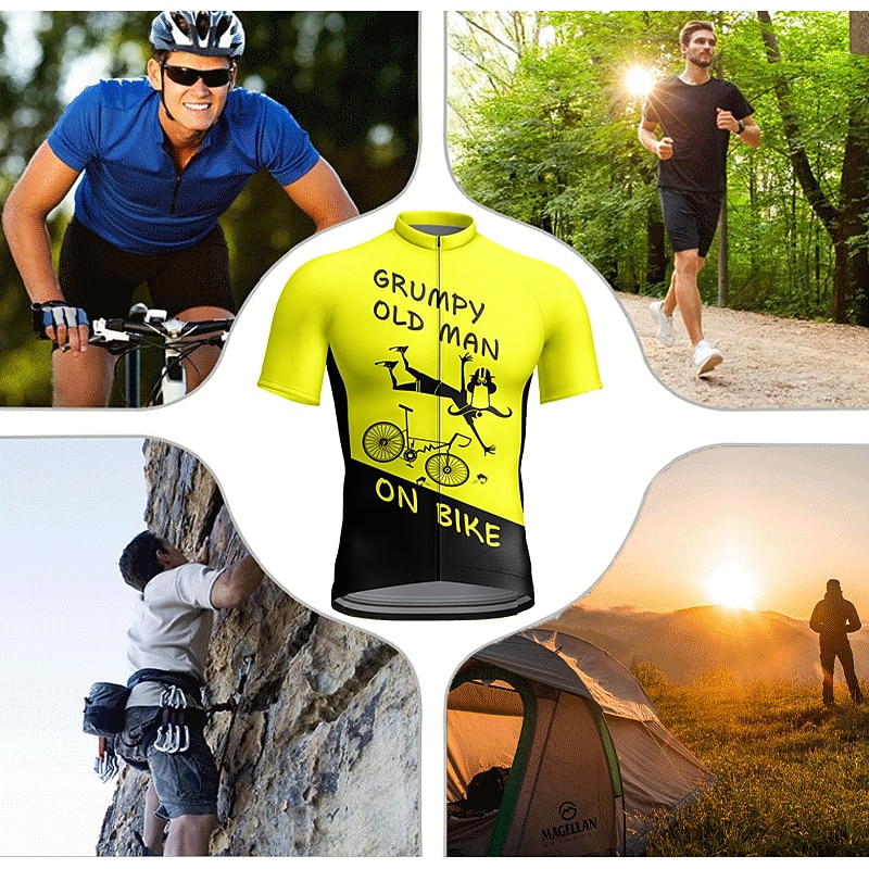 Men's Cycling Jersey Graphic Letter & Number Funny Short Sleeve Bike Top with 3 Rear Pockets Mountain Bike MTB Road Bike Cycling Quick Dry Reflective Strips Back Pocket Moisture Wicking Sports Dark4