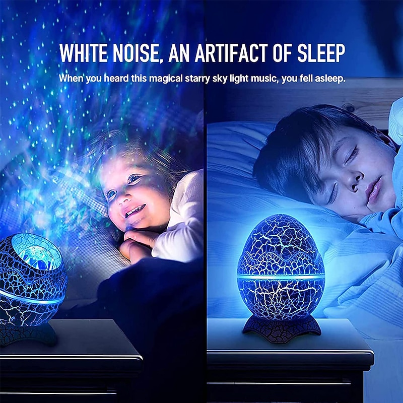 Star Projector Night Light Dinosaur Egg Projector Sky Galaxy Projector Ocean Wave Projector Light with Sleep White Noise Bluetooth Music Speaker Starlight Projector for Ceiling Decor Adult Kids Room Theater Party 6