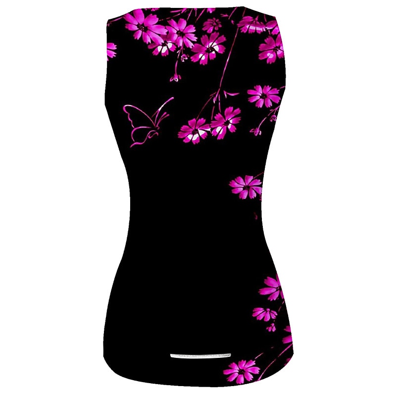 Women's Cycling Vest Cycling Jersey Graphic Floral Botanical Sleeveless Bike Vest / Gilet Jersey Top with 3 Rear Pockets Mountain Bike MTB Road Bike Cycling Quick Dry Back Pocket Moisture Wicking2