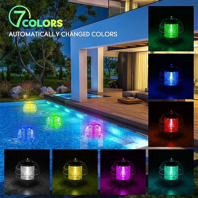 Solar Floating Pool Lights Waterproof LED Ball Lights RGB Color Changing Pool Pond Fountain Garden Party Bathtub Decoration