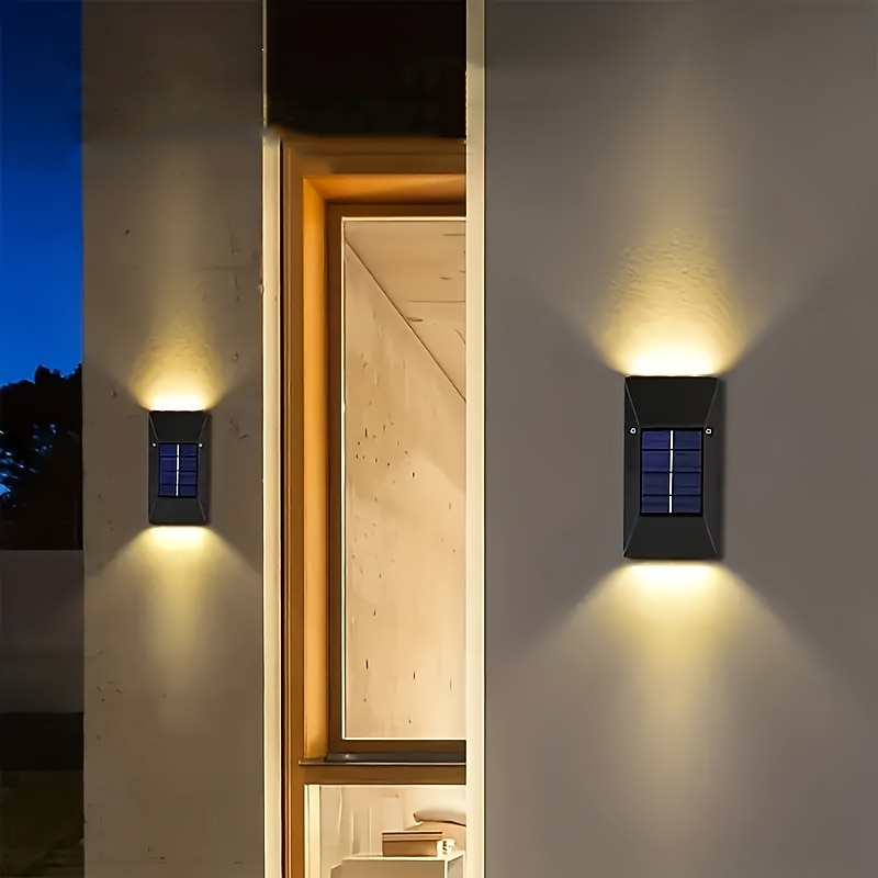 Solar Wall Sconce Outdoor Decoration Garden Wall Light IP65 Waterproof Up and Down Luminous Outdoor Garden Decoration Fence Light3