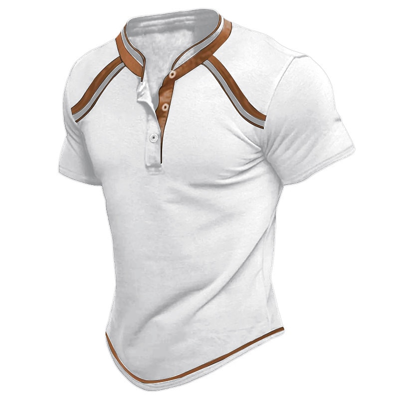 Men's Button T Shirt Henley Shirt Tee Top Short Sleeves Henley Summer Plain Raglan Sleeve Fashion Designer Basic Vacation Street Going out Black White Navy Blue Top Tee for Men2