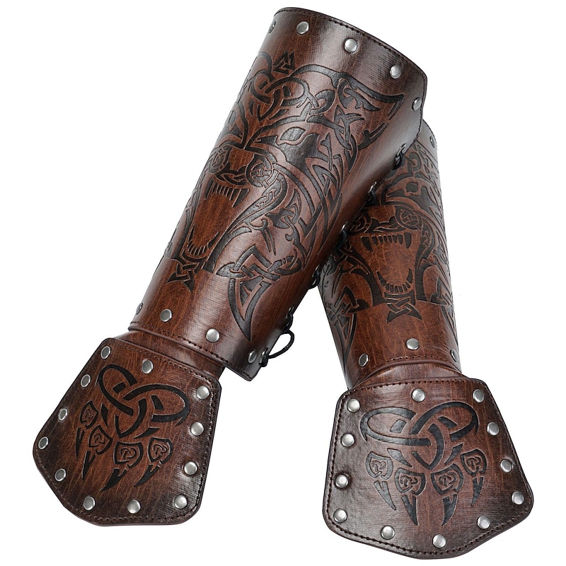 Warrior Knight Ritter Viking Celtic Knight Vintage Punk & Gothic Medieval Renaissance 17th Century Cosplay Costume Wristband Armband Arm Guards Bracers Men's Costume Vintage Cosplay Performance Stage