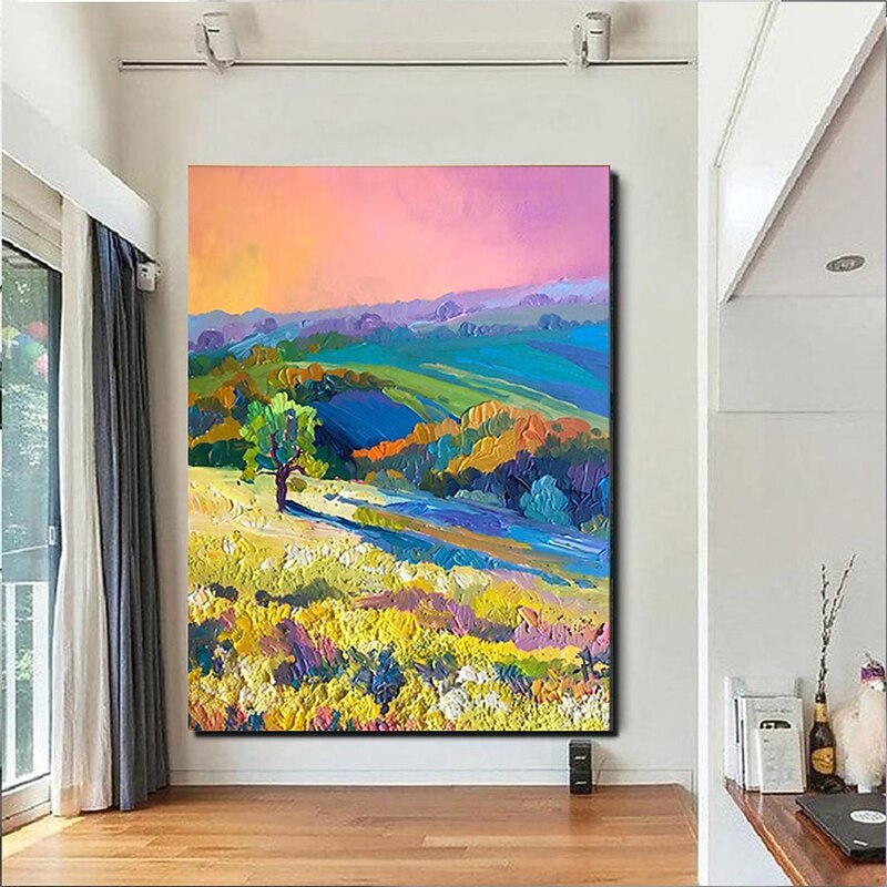 Oil Painting Handmade Hand Painted Wall Art Abstract Knife PaintingLandscape SunriseHome Decoration Decor Rolled Canvas No Frame Unstretched