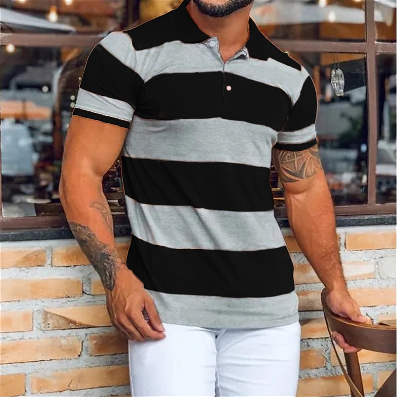 Men's Sport Polo Polo Shirt Casual Holiday Lapel Short Sleeve Fashion Basic Color Block Button Summer Regular Fit Navy Black Pink Orange Green Sport Polo4