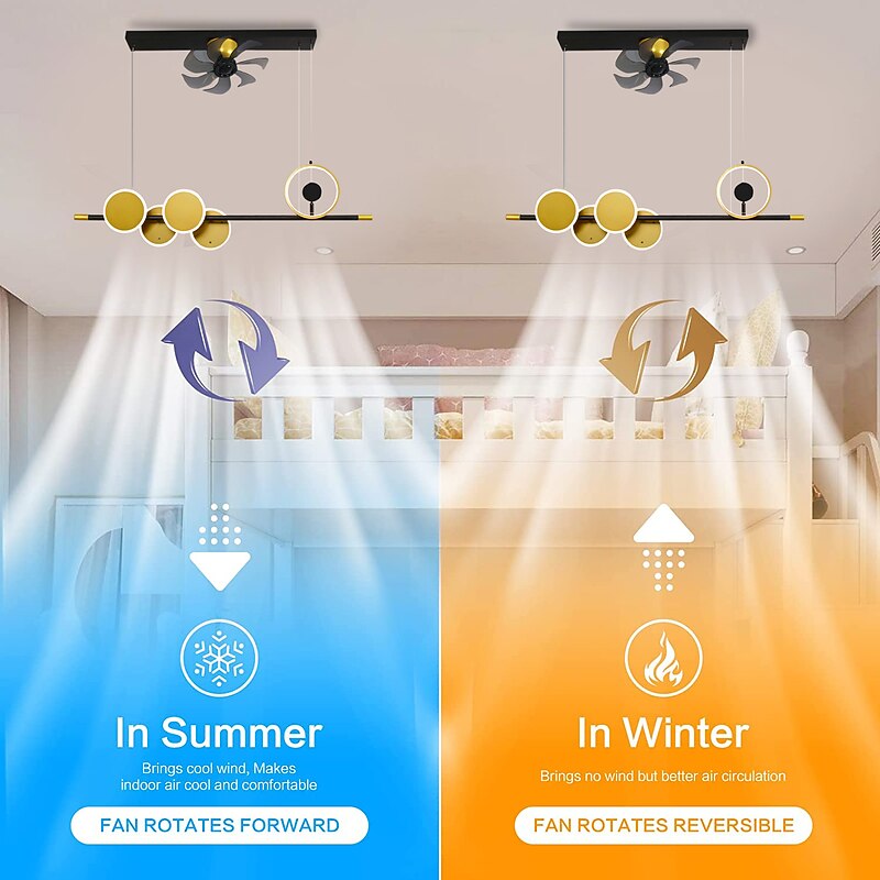 Ceiling Fan with 360°Rotatable Sunset Lamp Liner Design App & Remote Control 100cm 5-Light Dimmable 6 Wind Speeds Modern Ceiling Fan for Bedroom, Living Room, Small Room 110-240V2