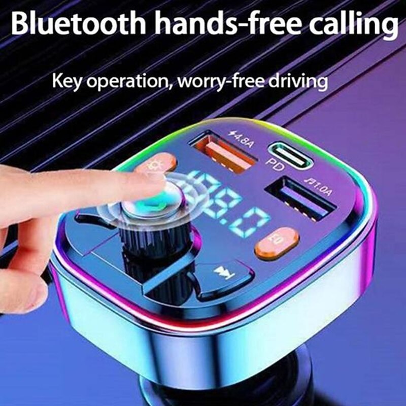 Car Bluetooth 5.0 FM Transmitter Wireless Audio Receiver Car MP3 Player 18W PD Fast Charger(1pc)3