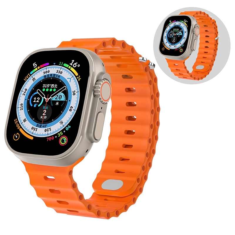Ocean Band Compatible with Apple Watch band 38mm 40mm 41mm 42mm 44mm 45mm 49mm Waterproof Adjustable Women Men Silicone Strap Replacement Wristband for iwatch Series Ultra 8 7 6 5 4 3 2 1 SE