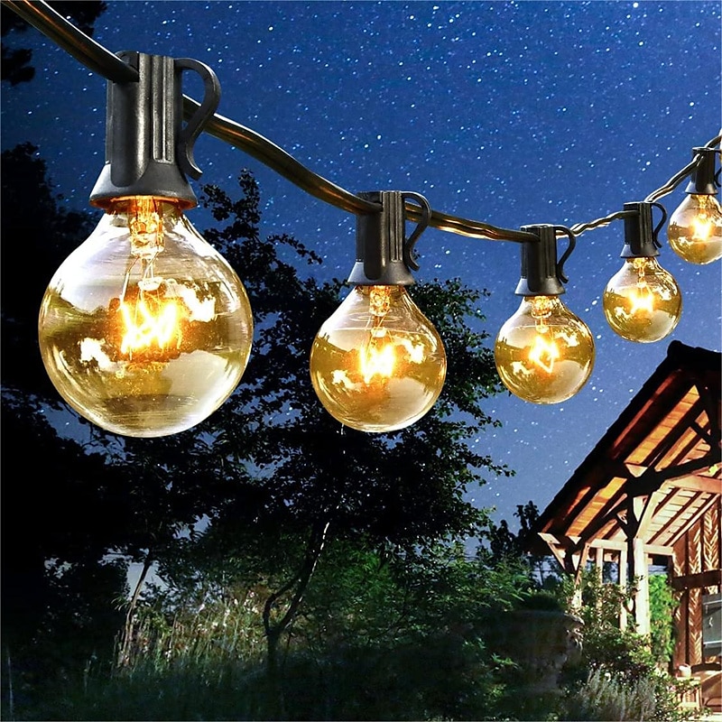 LED Outdoor String Lights Hanging Globe Patio Lights 10ft 10LED/25ft 25LED/30ft 30LED/50ft 50LED G40 with Clear Bulbs Connectable Backyard Lights for Indoor Outdoor Decor Hanging Sockets E12 Base3