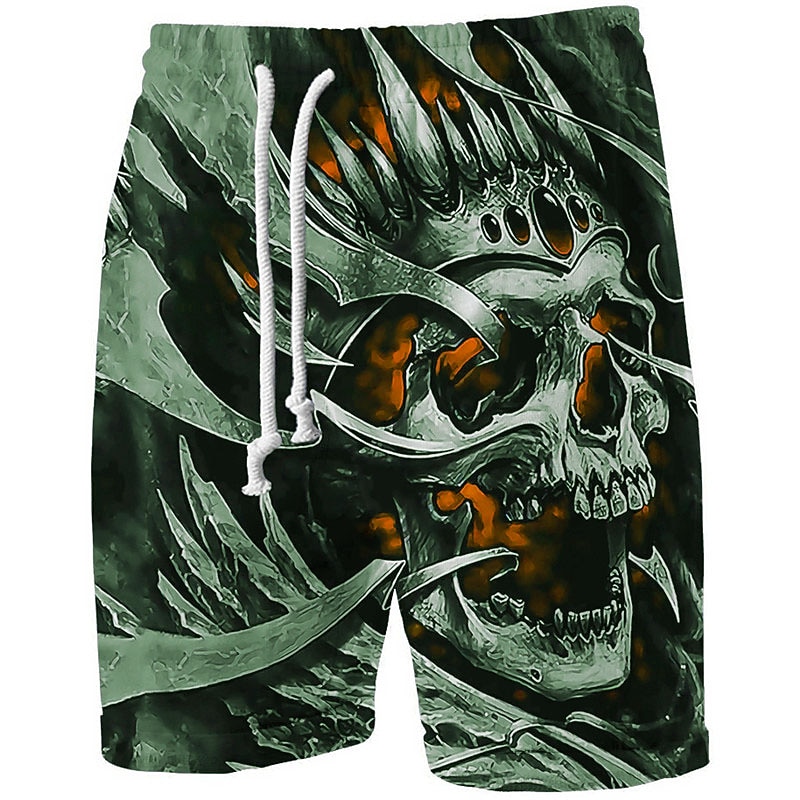 Men's Graphic Skull Halloween Costumes Sweat Shorts Beach Shorts Terry Shorts Mid Waist Sports Designer Athleisure Casual Daily Holiday Drawstring Elastic Waist 3D Print Designer Clothing Apparel3