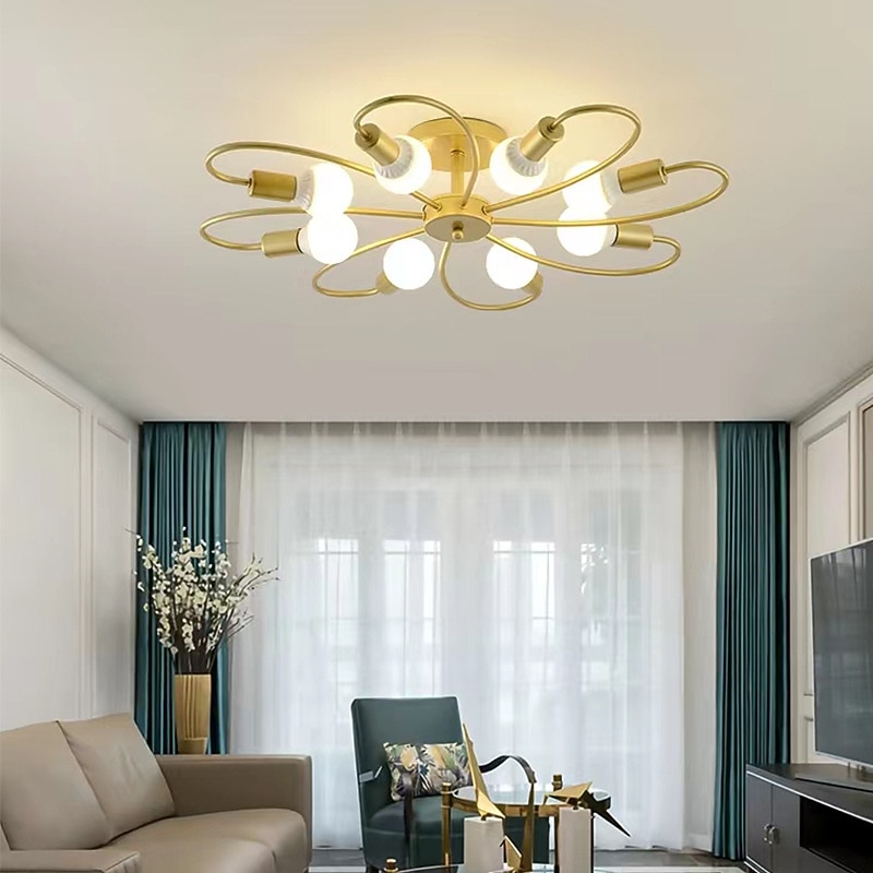 LED Ceiling Light 6/8-Light Dimmable with Remote Contral Flush Mount Ceiling Lamp Acrylic Lampshade Chandelier Bedroom Living Room Flower Shape Light Black/White 110-240V4