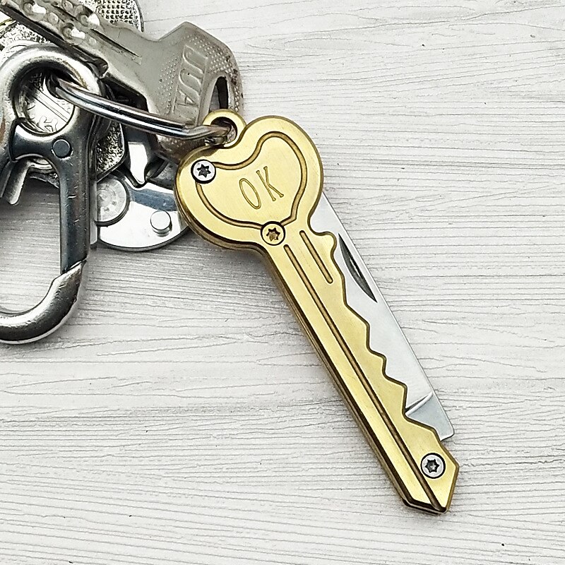 OK Foldable Knife Key Chain Mini Pocket Knife Box Cutter Keychain Pendant Color Handle Decoration4