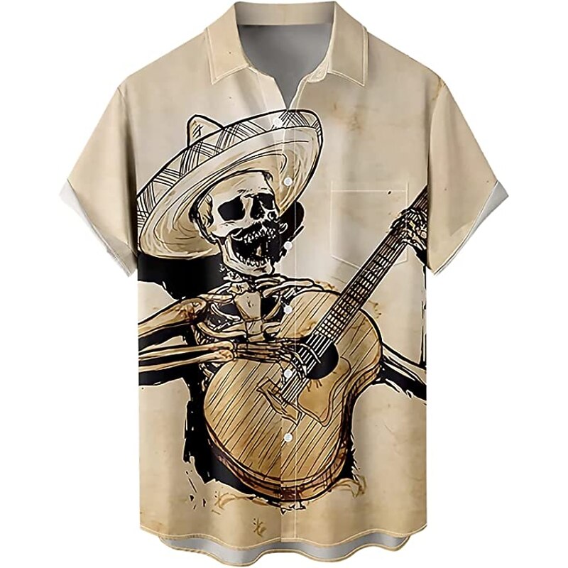 Men's Mermaid Pirate Shirt Summer Hawaiian Shirt Aloha Shirt Short Sleeves Shirt Turndown Tropical Fashion Hawaiian Street Casual Hawaiian Black Red Blue S M L3