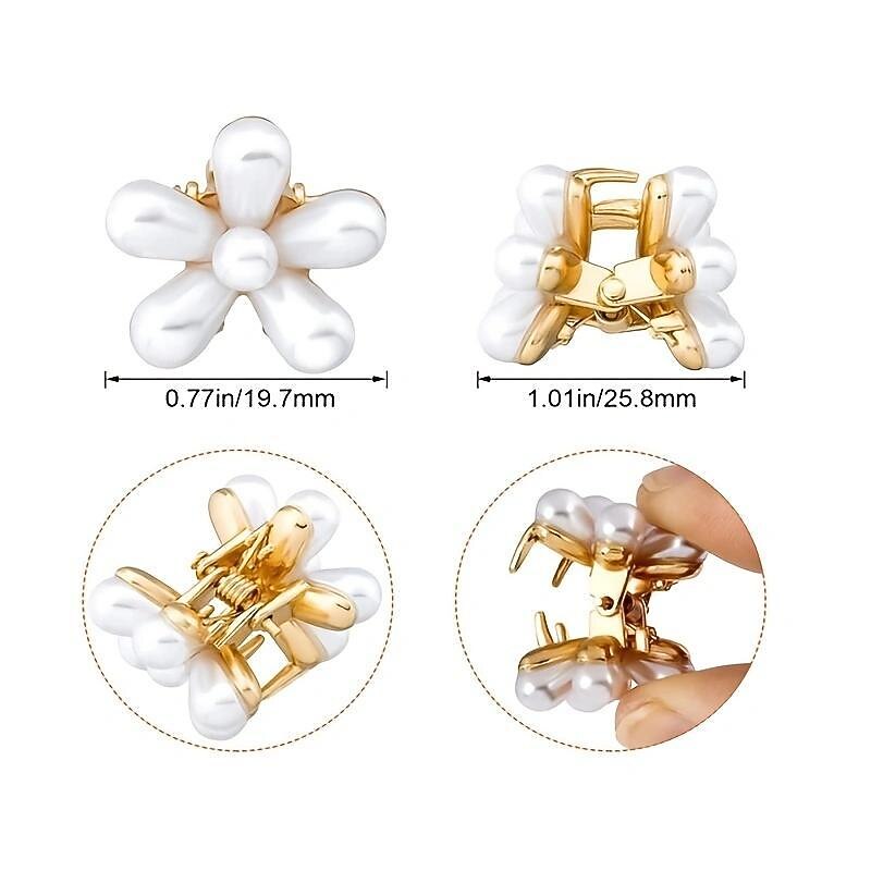 10pcs Mini Faux Pearl Claw Clip, Vintage Hair Clips With Daisy Flower, Sweet Artificial Bangs Clips Decorative Hair Accessories For Women Girls4