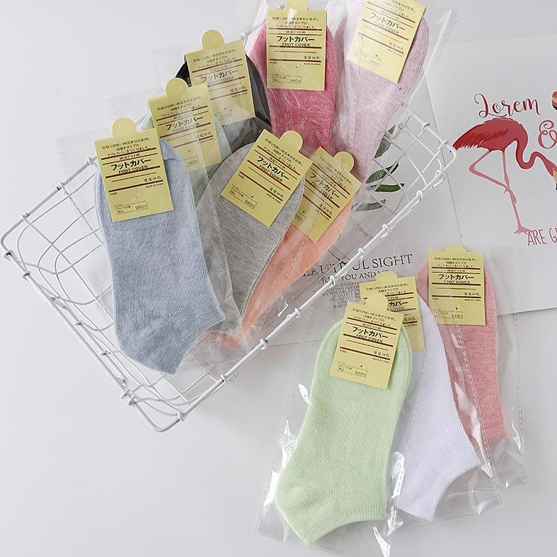 Unisex Colored Cotton Boat Socks Solid Color Short Socks2