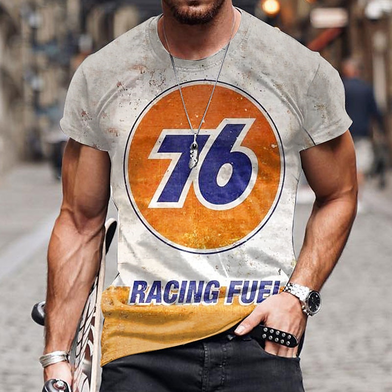 Men's Graphic Color Block Letter T Shirt Distressed T Shirt Short Sleeve T shirt 3D Print Crew Neck Shirt Vintage Fashion Designer Outdoor Daily Sports Blue Orange Green Spring & Summer Clothing3