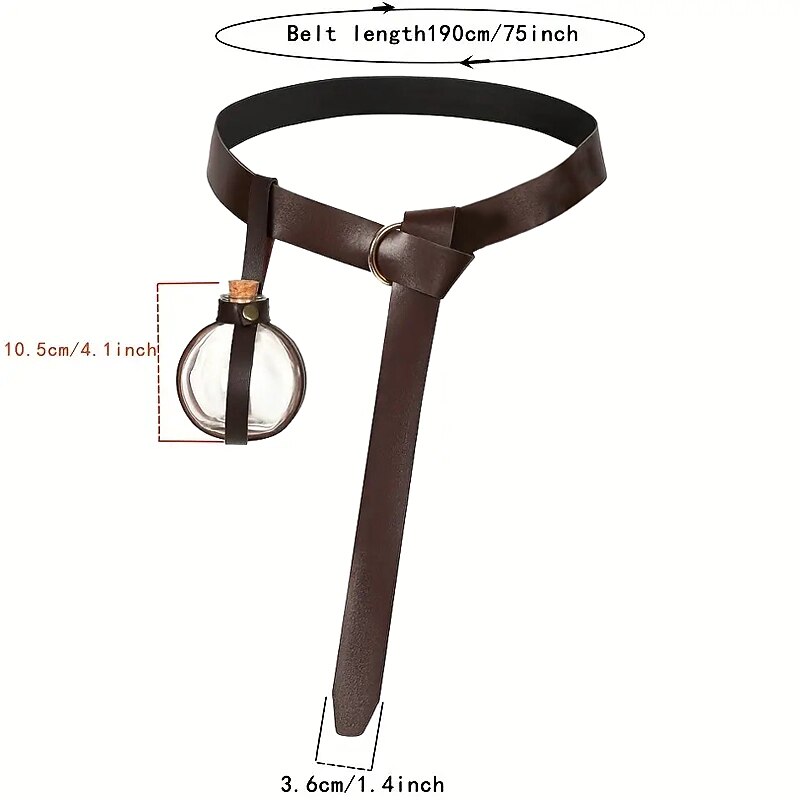 Medieval Belt with Magic Bottle Knight Ritter Pirate Belt PU Leather Accessories Renaissance Retro Vintage For Cosplay Halloween Decoration3