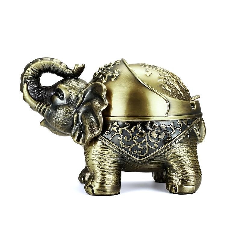 High-End Retro Metal Elephant Ashtray Personality Creative Trend Decoration Home Living Room Ashtray Office Decoration4