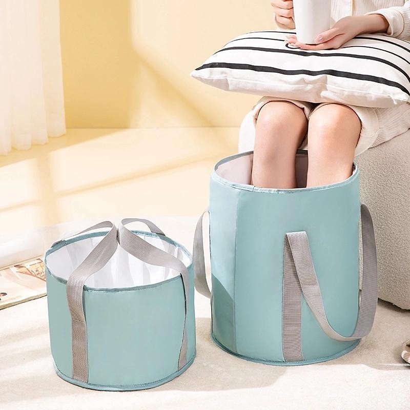1pc Collapsible Foot Bath Basin For Soaking Feet, Portable Foot Bath Tub Bag With Handles, Washbasin For Traveling Camping4