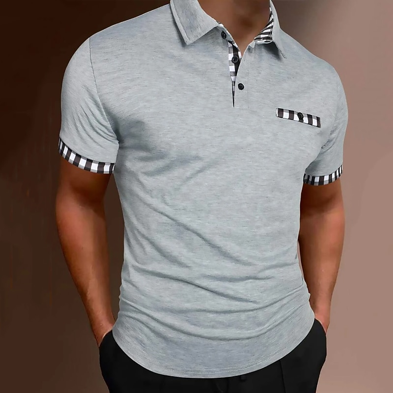 Men's Polo Shirt Golf Shirt Casual Holiday Lapel Short Sleeve Fashion Basic Plain Classic Summer Regular Fit Black White Dark Navy Polo Shirt3