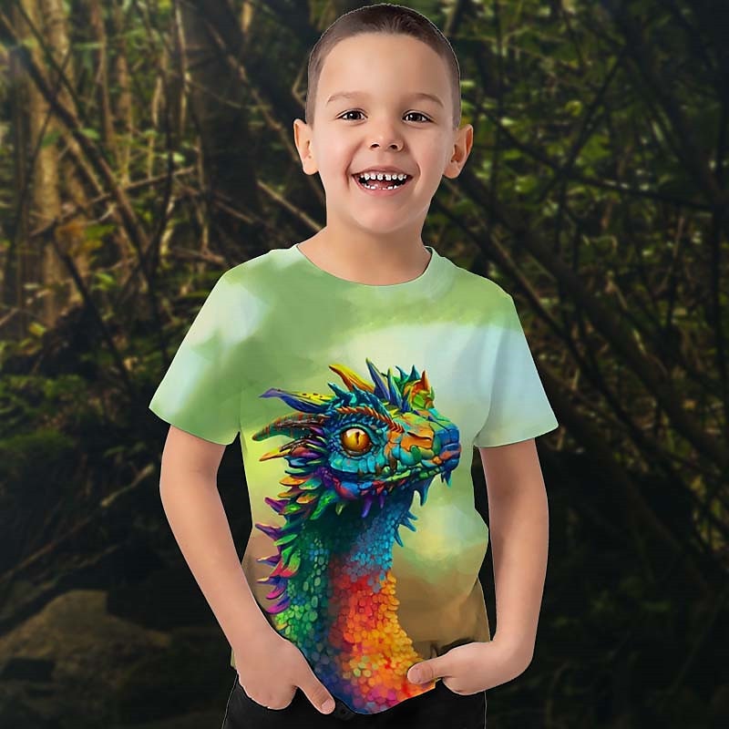 Boys 3D Graphic Animal Dinosaur T shirt Short Sleeve 3D Print Summer Spring Active Sports Fashion Kids 3-12 Years Outdoor Casual Daily Regular Fit2