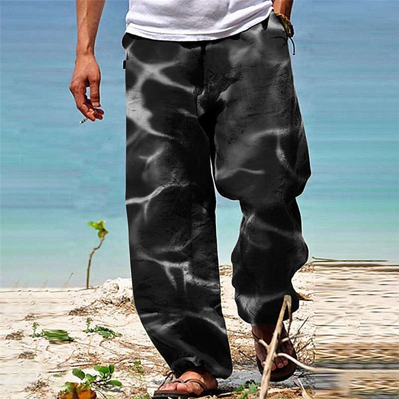 Men's Trousers Summer Pants Beach Pants Drawstring Elastic Waist 3D Print Gradient Graphic Prints Comfort Casual Daily Holiday Streetwear Hawaiian Blue Green3