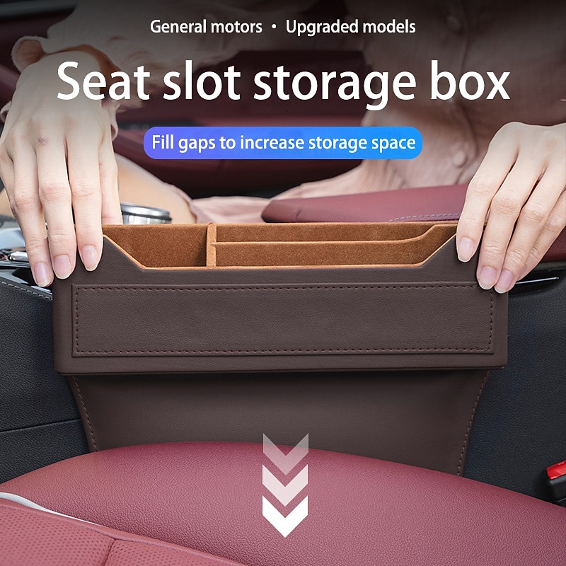 Left/Right Universal Double Passenger Driver Side Car Seat Gap Storage Box For Mobile Organizer Phone Holders Black/Beige/Red