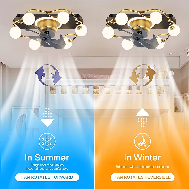 Ceiling Fan with Light App & Remote Control 52cm 3-Light Dimmable 6 Wind Speeds Modern Ceiling Fan for Bedroom, Living Room, Small Room 110-240V4