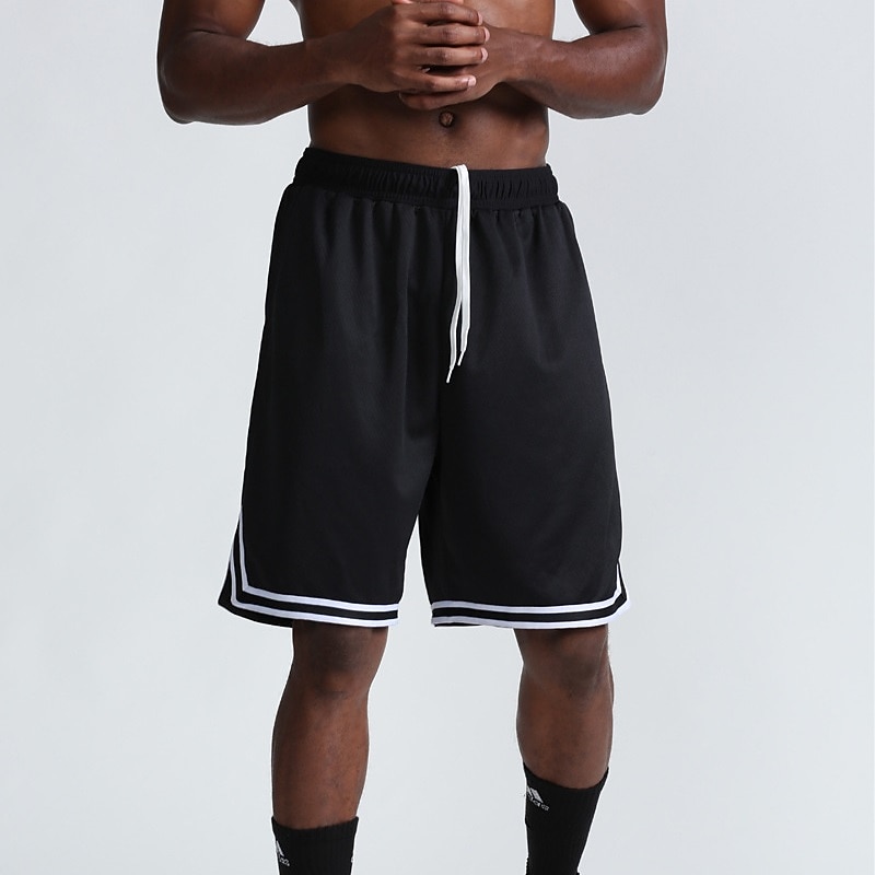 Men's Active Shorts Basketball Shorts Casual Shorts Pocket Drawstring Elastic Waist Plain Comfort Soft Casual Daily Holiday Sports Fashion Black White4
